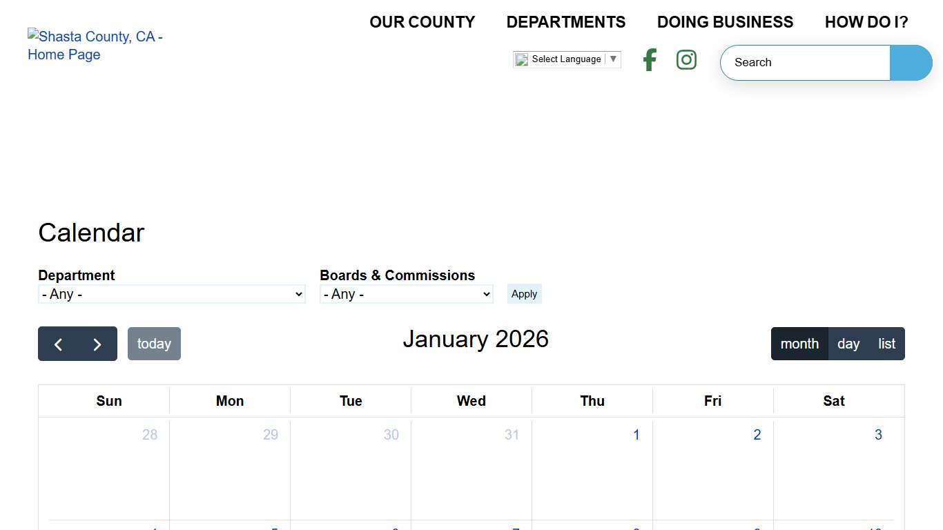 Calendar | Shasta County CA